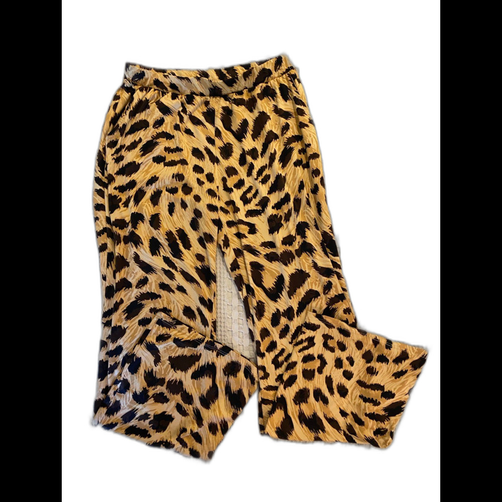 Iman Cheetah Animal Print Size Medium Pajama Pants w/ Pockets Elastic Waist‎